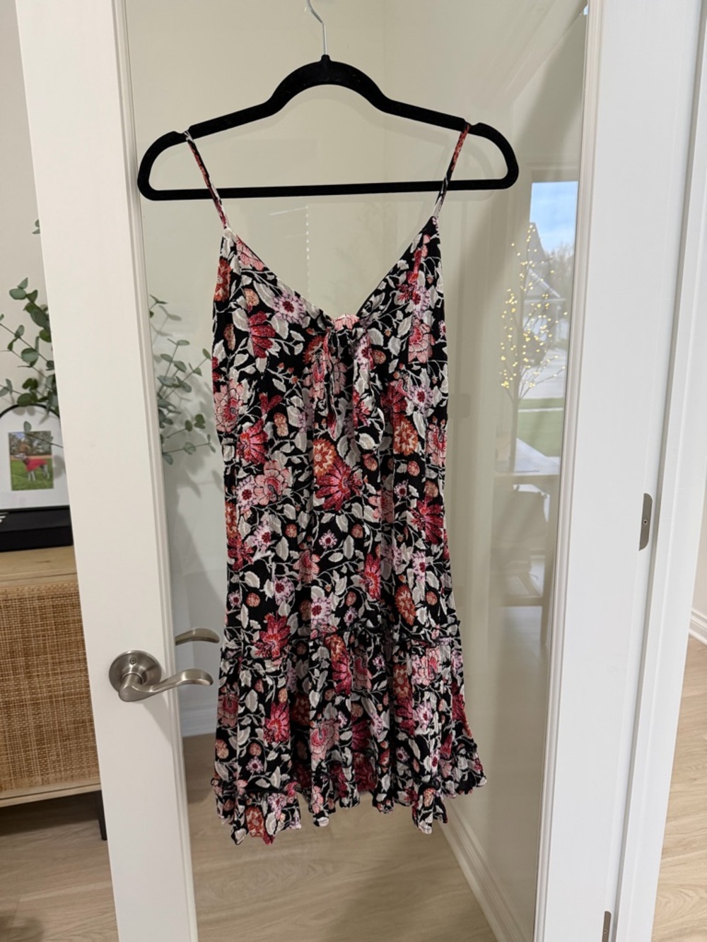 NWT Maurices Black Floral Tie-Front Sundress